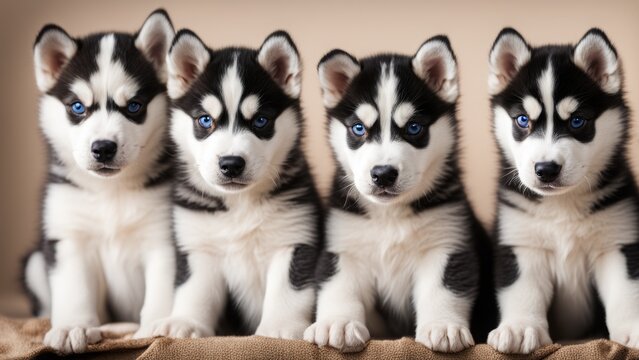 group of husky puppies