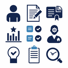 Document with Client Feedback realistic silhouette vector icons set isolated on a white background