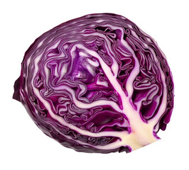 Fototapeta premium Halved Red Cabbage on a Transparent Background