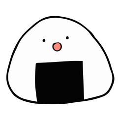 おにぎりのシュールな手描きイラスト　ベクター素材