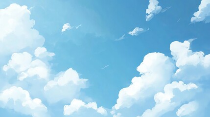 Serene Sky with Fluffy Clouds