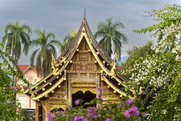 Fototapeta premium Wihan Lai Kham temple in Wat Phra Singh in Chiang Mai, Thailand