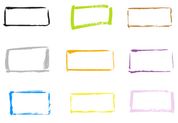 Obraz premium Zeichnungen in 9 Farben: Unordentliche rechteckige Rahmen