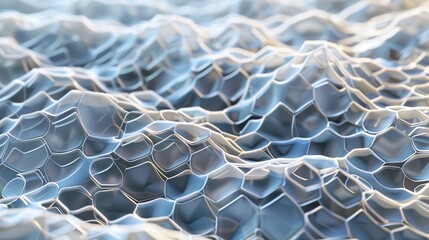 Overlapping translucent hexagonal layers create a rich, multi-dimensional texture that invites exploration.