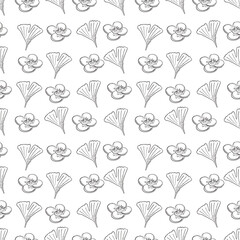 Line black flowers seamless pattern. Vintage style. Create fabric,, wallpaper, banner.