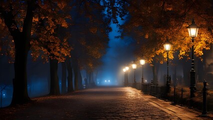 City night street, autumn