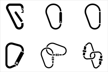 Carabiner icon set. Safety hook or carabiner hook. vector illustration on white background