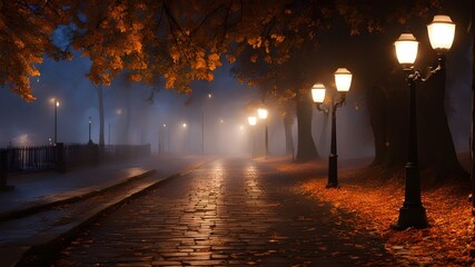 City night street, autumn