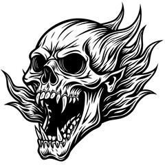 vampire skull Face mouth Silhouette Black Vector