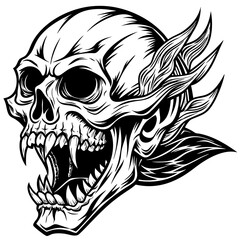 vampire skull Face mouth Silhouette Black Vector