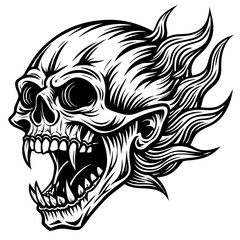 vampire skull Face mouth Silhouette Black Vector