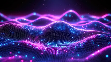 Abstract blue purple neon growing financial graph chart background