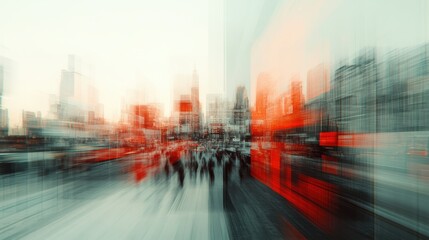 A Dynamic Cityscape Reflecting the Liveliness and Energy of Urban Life in Vivid Colors and Blurred Motion at Golden Hour