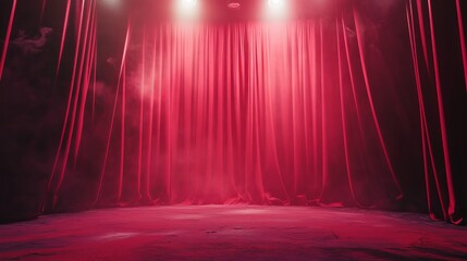 Dramatic Red Stage Curtain