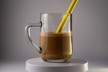 coffee in a glass mug double press 