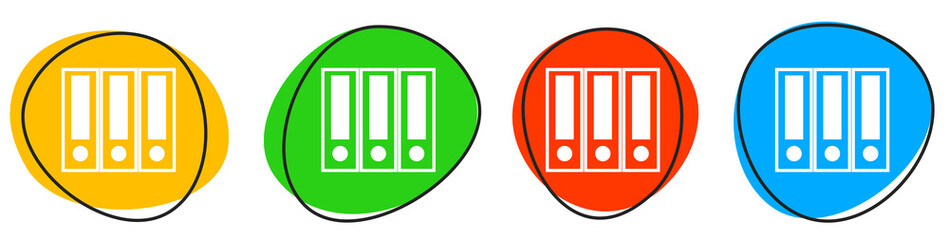 4 bunte Icons: Aktenordner - Button Banner