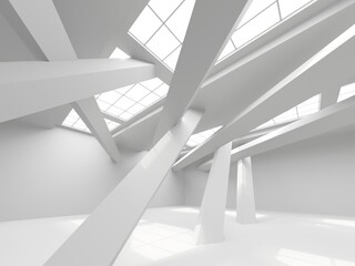 Obraz premium White elegant empty space. White wall room background. Abstract interior