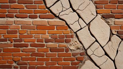 Old brick wall. Grunge brickwork background, bricks and stones in wall, city street view