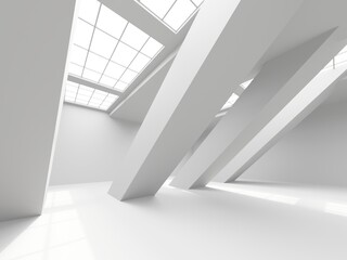 Minimalistic room space. White clean empty architecture interior