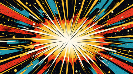 Fototapeta premium Comic book explosion background. Pop art style