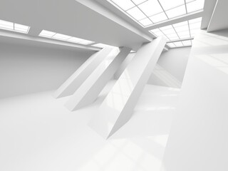 Fototapeta premium White elegant empty space. White wall room background. Abstract interior