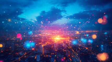 Fototapeta premium Urban Metropolis, Networked Future background