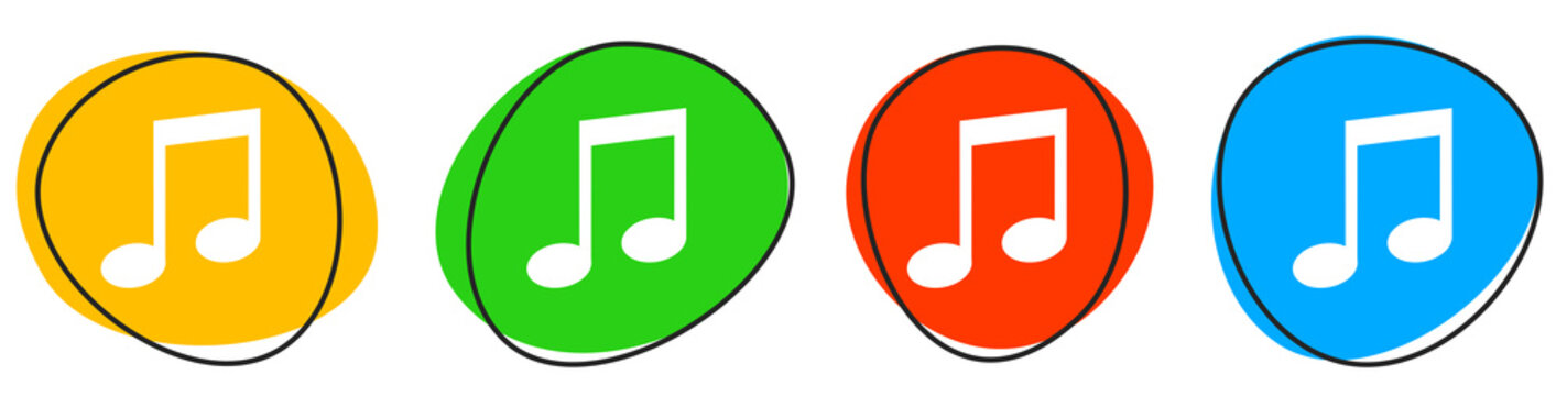 4 bunte Icons: Musik - Button Banner