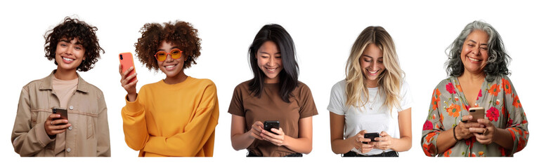 Diverse social media people png cut out element set