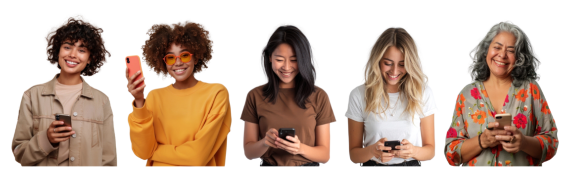 Diverse social media people png cut out element set