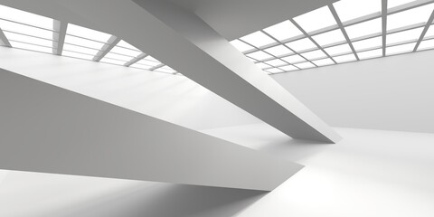 Obraz premium Minimalistic room space. White clean empty architecture interior