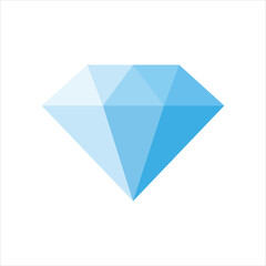 3d Blue diamond icon on white background