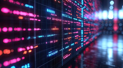 Abstract blue purple neon growing financial graph chart background