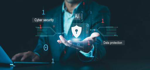 Cybersecurity concept Ai technology, to protect data, user privacy security and encryption, secure internet access future technology and cybernetics, artificial intelligence