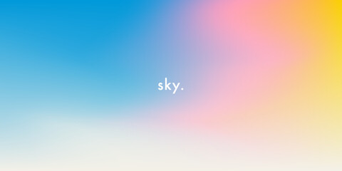 Abstract clear blue sky. Pastel rainbow. Light blue, pink and yellow color vector banner. Pastel gradient sky pattern. Blurred light fuzz colorful gradient background. Vector soft horizontal backdrop
