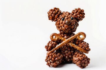 Obraz premium A_teddy_bear_made_of_pretzel_sticks