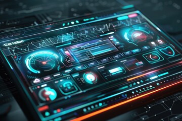 Obraz premium Futuristic User Interface Screens with Data Visualization