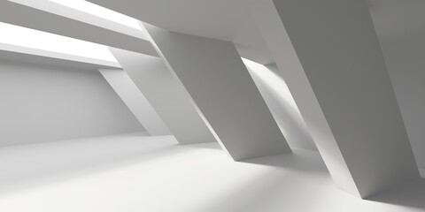 Minimalistic room space. White clean empty architecture interior