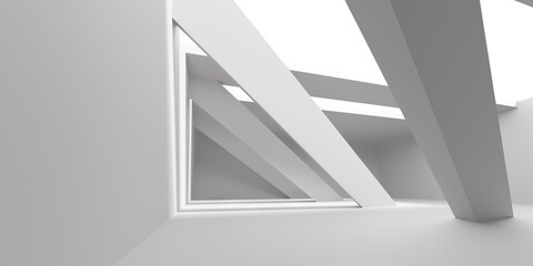 Minimalistic room space. White clean empty architecture interior