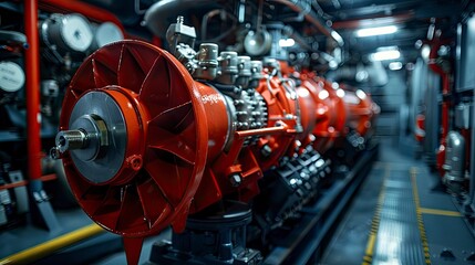 Fototapeta premium A powerful marine engine's propeller and drive system, illustrating the engineering required for efficient and reliable maritime propulsion.