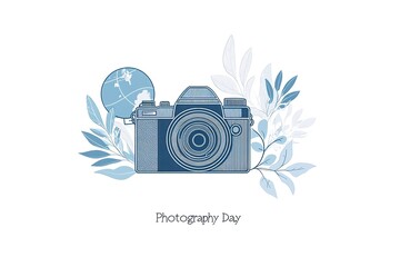World photography day design template good for greeting. camera illustration. flat camera design. eps 10 illustration. flat design.
