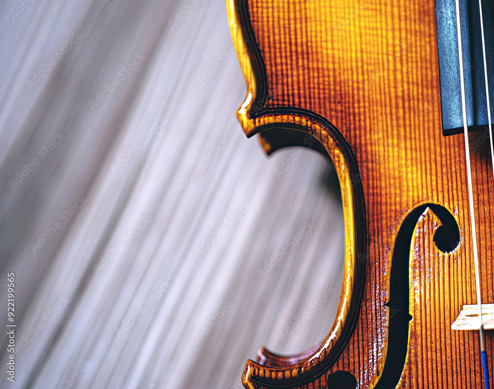 Poster Close-up of Strings and Bow on a Violin Against a Textured Background