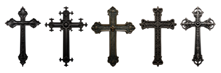 Gothic cross png cut out element set