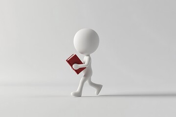 3d people running with a folder. 3d image. Isolated white background.