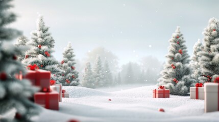 Fototapeta premium Christmas trees and gift boxes