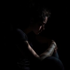 Silhouette of a Woman in Darkness