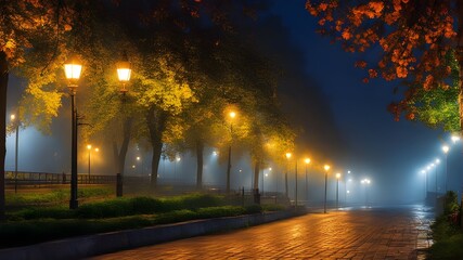 City night street, flower, spring, summer