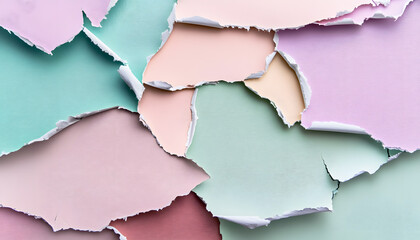 Fototapeta premium ripped pastel-colored wallpaper with ripped paper pieces