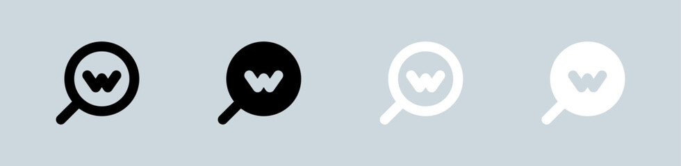 Keyword icon set in black and white. Optimization signs vector illustration.