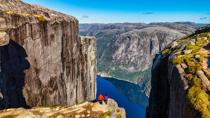 The Absolutely Breathtaking and Stunning View from Kjeragbolten in the Gorgeous Fjords of Norway