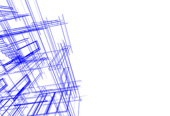 Modern house sketch vector 3d rendering